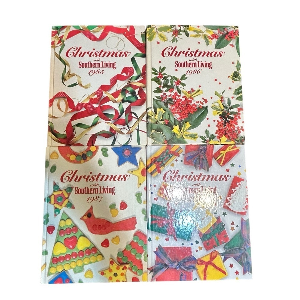 Vtg Lot of 4 Christmas with Southern Living Cookbooks Crafts 1985 1986 1987 1988